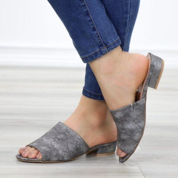 Slip On Loafer Metallic Black Spring Sandal - Picture 8 of 11